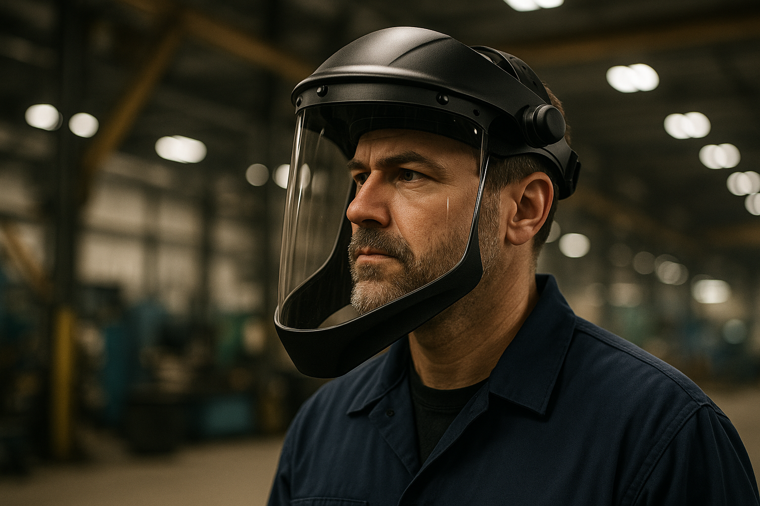 Man wearing a a face sheild